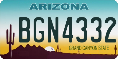 AZ license plate BGN4332