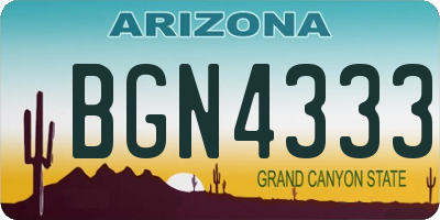 AZ license plate BGN4333