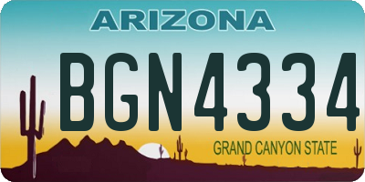 AZ license plate BGN4334