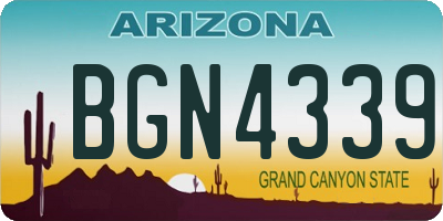 AZ license plate BGN4339