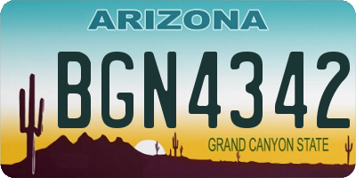 AZ license plate BGN4342