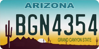 AZ license plate BGN4354