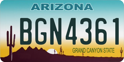 AZ license plate BGN4361