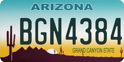 AZ license plate BGN4384