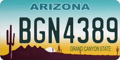 AZ license plate BGN4389