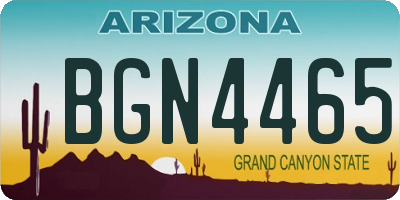 AZ license plate BGN4465