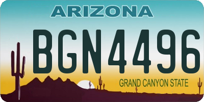 AZ license plate BGN4496