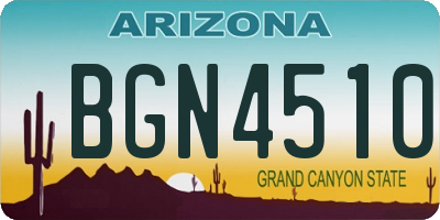 AZ license plate BGN4510