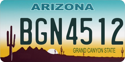 AZ license plate BGN4512
