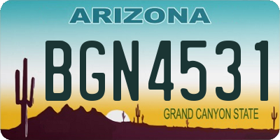 AZ license plate BGN4531