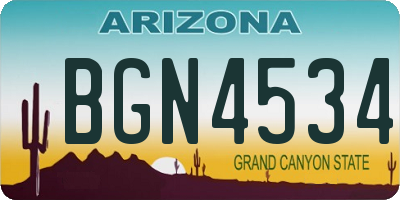 AZ license plate BGN4534