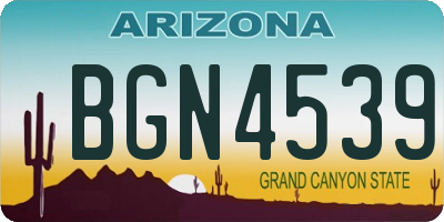 AZ license plate BGN4539