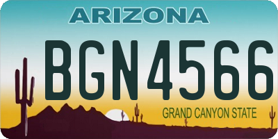 AZ license plate BGN4566