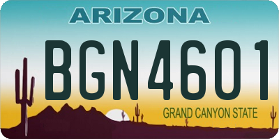 AZ license plate BGN4601