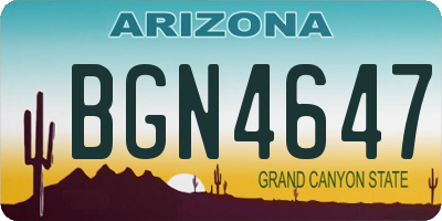 AZ license plate BGN4647