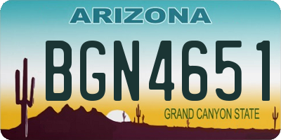 AZ license plate BGN4651