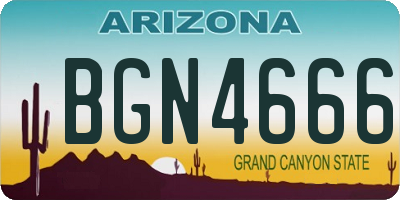 AZ license plate BGN4666