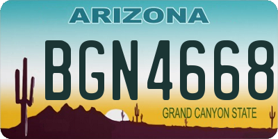 AZ license plate BGN4668