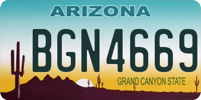 AZ license plate BGN4669