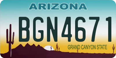 AZ license plate BGN4671