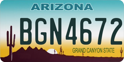 AZ license plate BGN4672