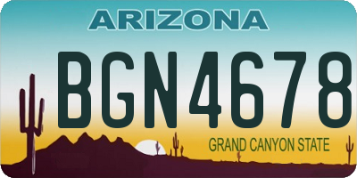 AZ license plate BGN4678