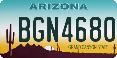 AZ license plate BGN4680