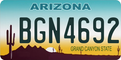 AZ license plate BGN4692