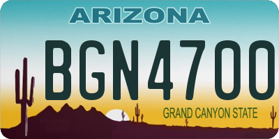 AZ license plate BGN4700