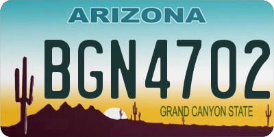 AZ license plate BGN4702