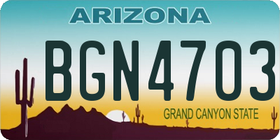 AZ license plate BGN4703