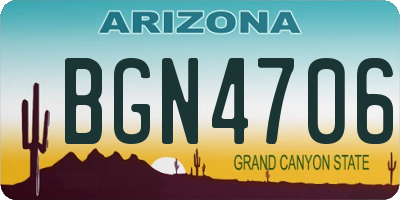 AZ license plate BGN4706