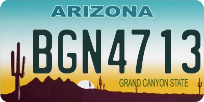 AZ license plate BGN4713