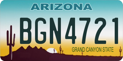 AZ license plate BGN4721