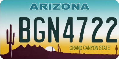 AZ license plate BGN4722