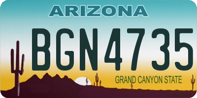 AZ license plate BGN4735