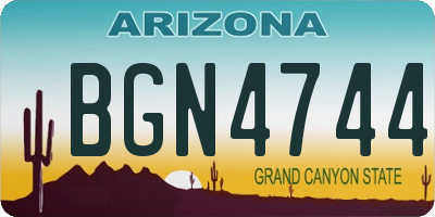 AZ license plate BGN4744