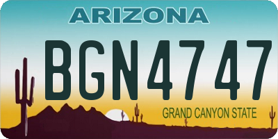 AZ license plate BGN4747