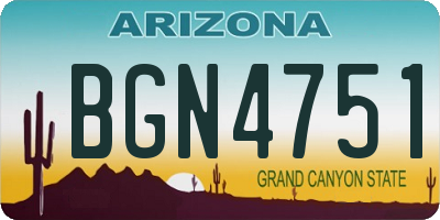 AZ license plate BGN4751