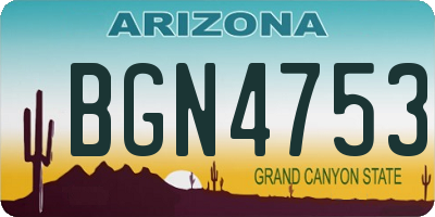 AZ license plate BGN4753