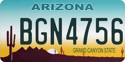 AZ license plate BGN4756