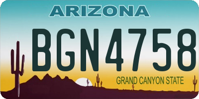 AZ license plate BGN4758