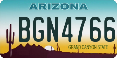AZ license plate BGN4766