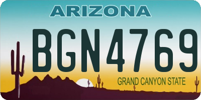 AZ license plate BGN4769