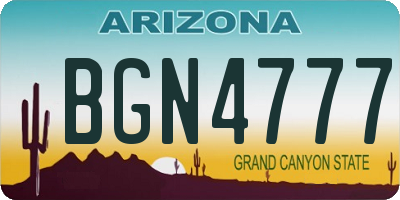 AZ license plate BGN4777