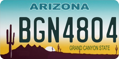 AZ license plate BGN4804
