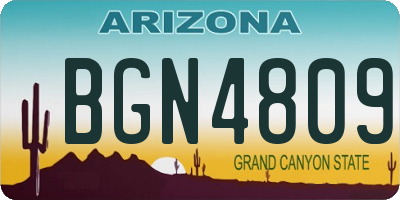 AZ license plate BGN4809