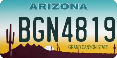AZ license plate BGN4819