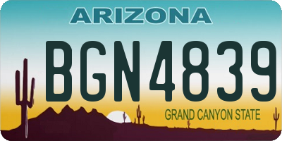 AZ license plate BGN4839