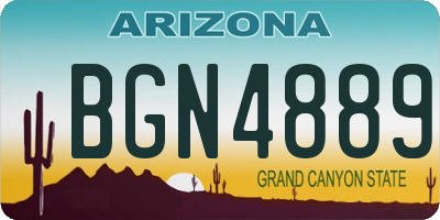 AZ license plate BGN4889